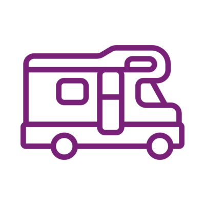 A purple Recreational Vehicle