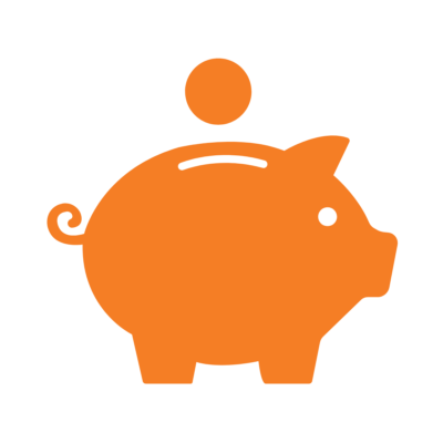 An orange piggy bank.