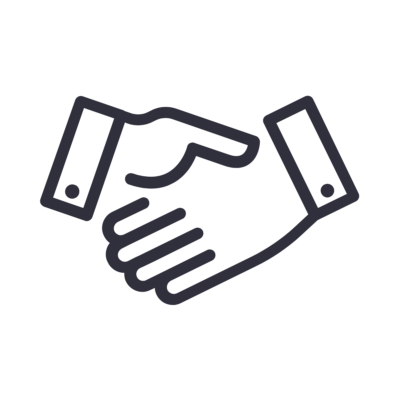 Two hands shaking hands icon