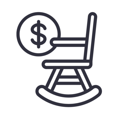 A rocking chair featuring a dollar sign Icon